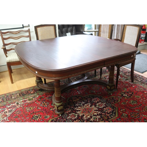 1264 - Antique French Louis XVI style pedestal table, approx 75cm H x 144cm W x 130cm D