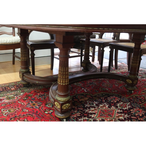 1264 - Antique French Louis XVI style pedestal table, approx 75cm H x 144cm W x 130cm D