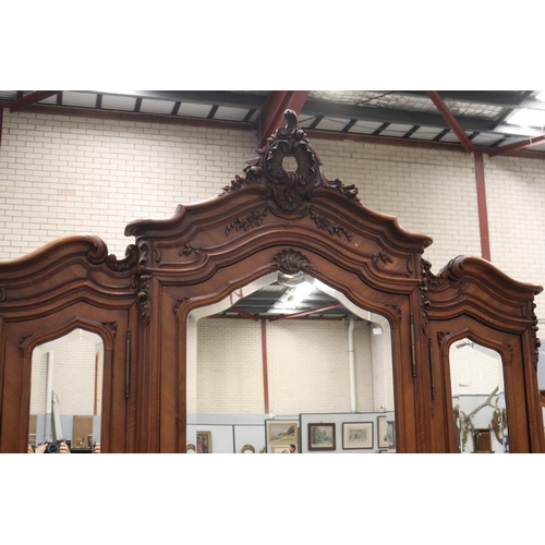 1269 - Antique French Louis XV style three door armoire, approx 253cm H x 172cm W x 50cm D