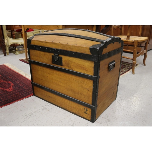 1270 - Antique French dome topped travel trunk, approx 59cm H x 69cm W x 44cm D