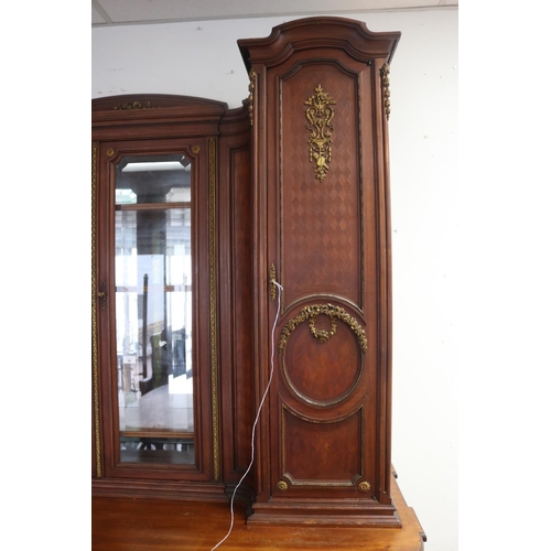 1271 - Antique French Louis XVI style two height buffet sideboard, with parquetry design, approx 240cm H x ... 