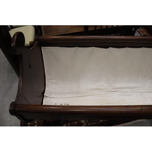 1273 - Large antique French Empire revival cradle, approx 194cm H x 134cm L x 58cm W
