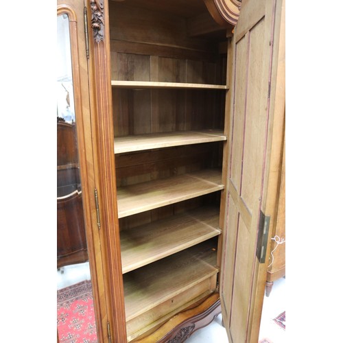 1277 - Antique French Louis XV style three door armoire, approx 248cm H x 174cm W x 56cm D