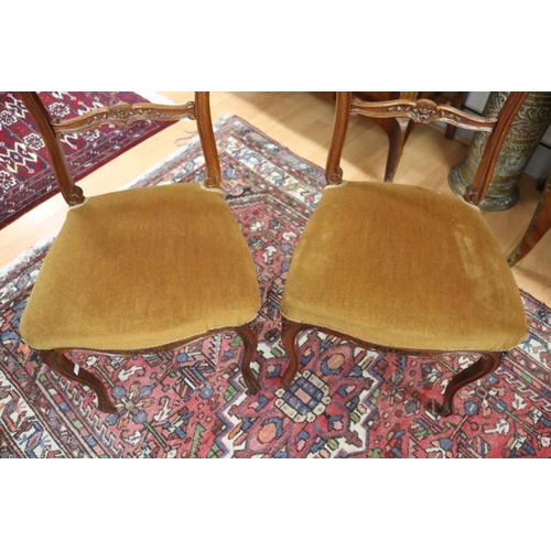 1279 - Pair of antique French Louis revival walnut salon chairs, each approx 85cm H x 44cm W x 37cm D (2)