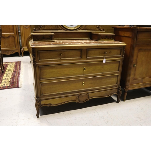 1280 - Antique French Louis XV style marble topped dressing chest with mirrored back, approx 174cm H x 115c... 