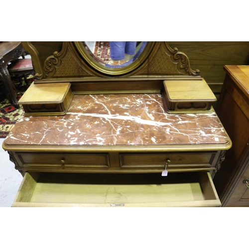 1280 - Antique French Louis XV style marble topped dressing chest with mirrored back, approx 174cm H x 115c... 