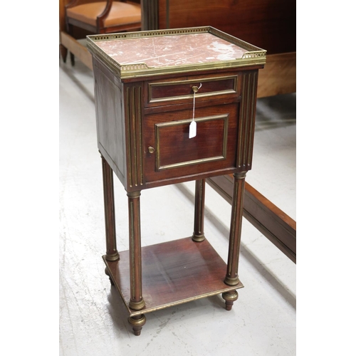 1281 - Antique French Louis XVI style nightstand, approx 86cm H x 39cm W x 34cm D