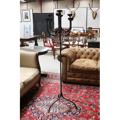 1295 - Modern nine stick floor wrought iron modernist design candelabra, approx 153.5cm H x 50cm Dia