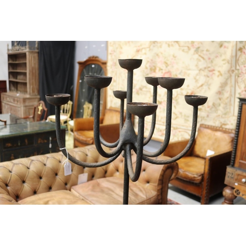 1295 - Modern nine stick floor wrought iron modernist design candelabra, approx 153.5cm H x 50cm Dia