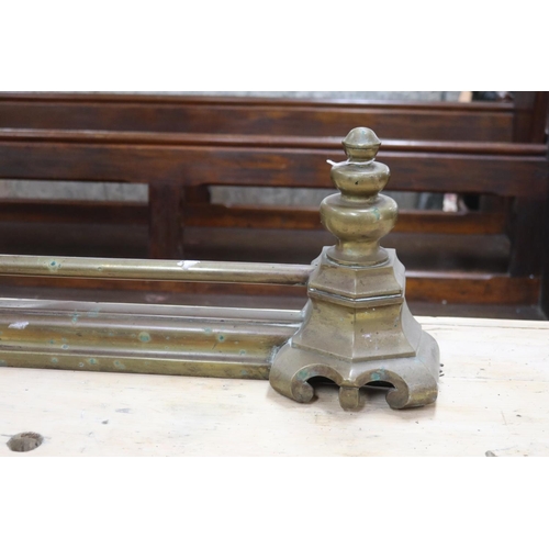 1299 - Antique French fire fender bar, approx 27cm H x 110cm L x 12cm D