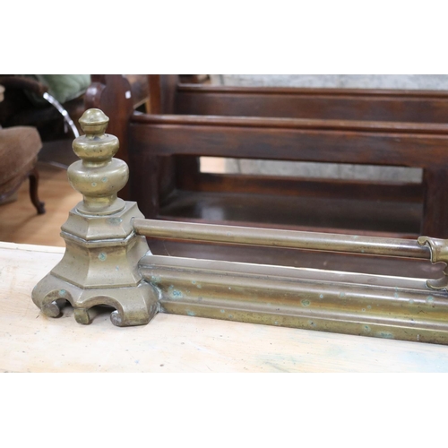 1299 - Antique French fire fender bar, approx 27cm H x 110cm L x 12cm D