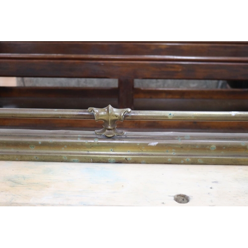 1299 - Antique French fire fender bar, approx 27cm H x 110cm L x 12cm D