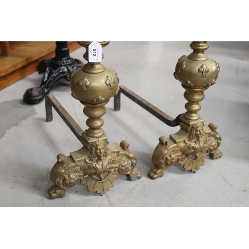 1300 - Pair of antique French firedogs / andirons, each approx 49cm H x 49cm L (2)