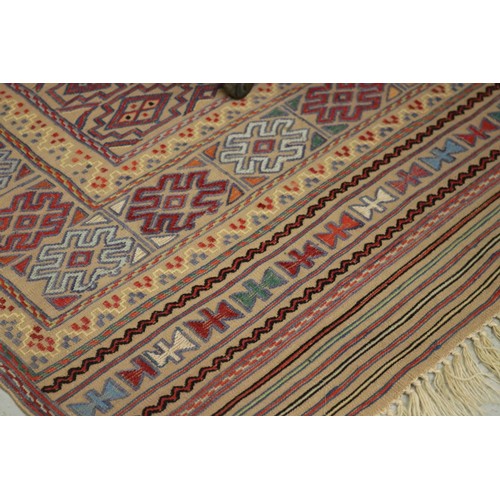 1308 - Handwoven wool carpet of square design, approx 143cm x 145cm