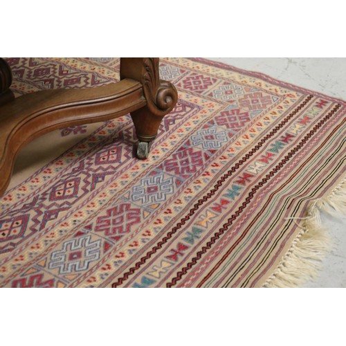 1308 - Handwoven wool carpet of square design, approx 143cm x 145cm