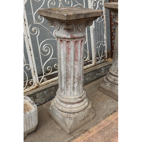 1317 - Pair of antique French Gothic revival composite pedestal garden columns, each approx 110cm H x 37cm ... 
