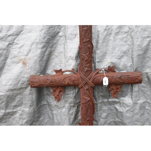 1322 - Antique French cast iron cross, approx 123cm H x 63cm W