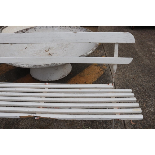 1362 - French wooden slat folding bench, approx 150cm W
