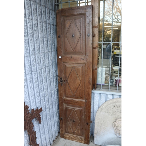 1368 - Antique French solid wood door with original hardware, approx 210cm H x 53cm W