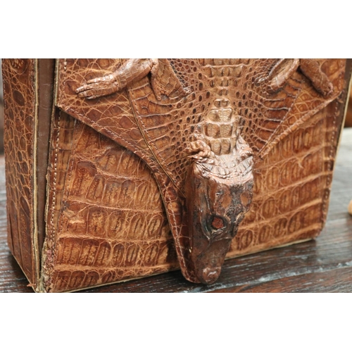 1181 - Vintage crocodile handbag, approx 20cm x 24cm