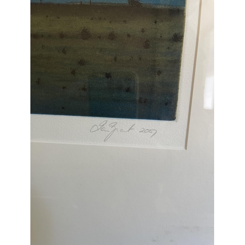 43 - Ian Grant (1947-) Australia, Blue Sky Nocturne, Etching Edition 15/20, approx  55 cm x 49 cm