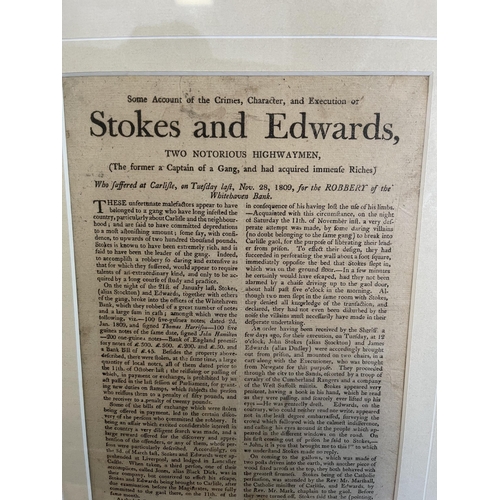 54 - Framed Some account of the Crimes, Character and Execution of Stokes and Edwards, Robbery of Whiteha... 