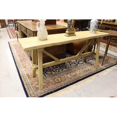 1145 - Rustic design wooden console table, approx 75cm H x 160cm L x 41cm W