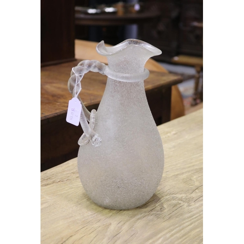 1147 - Unusual glass jug, approx 28cm H