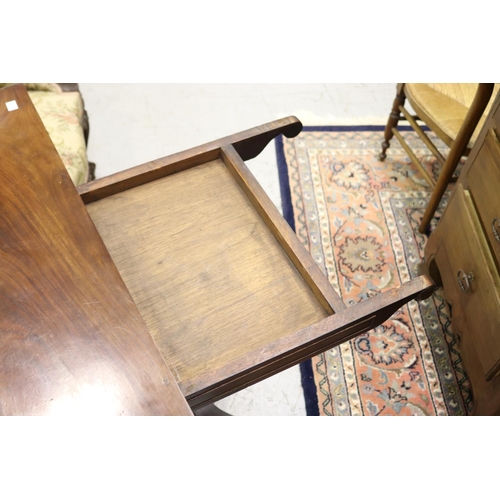 1152 - Antique English fold over card table, with green playing surface, approx 75cm H x 91cm L x 45cm D (c... 