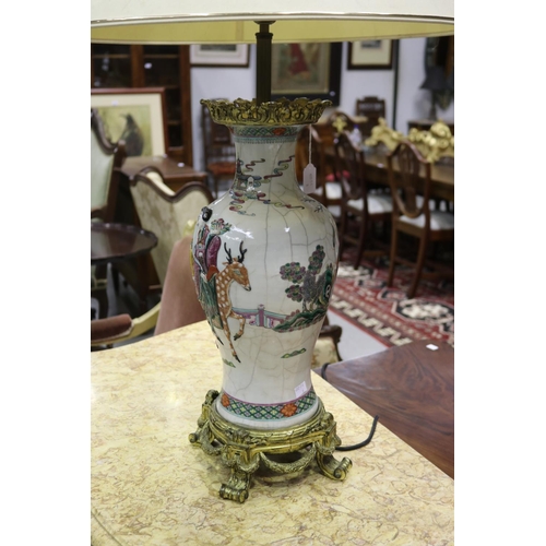 1173 - Decorative Chinese porcelain vase converted to lamp with French mounts, approx 95cm H