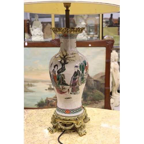 1173 - Decorative Chinese porcelain vase converted to lamp with French mounts, approx 95cm H