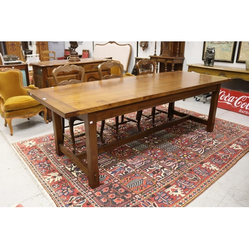 1197 - French farmhouse table with solid timber top, approx 78m H x 250cm L x 92cm W