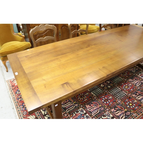 1197 - French farmhouse table with solid timber top, approx 78m H x 250cm L x 92cm W