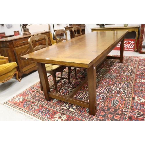 1197 - French farmhouse table with solid timber top, approx 78m H x 250cm L x 92cm W