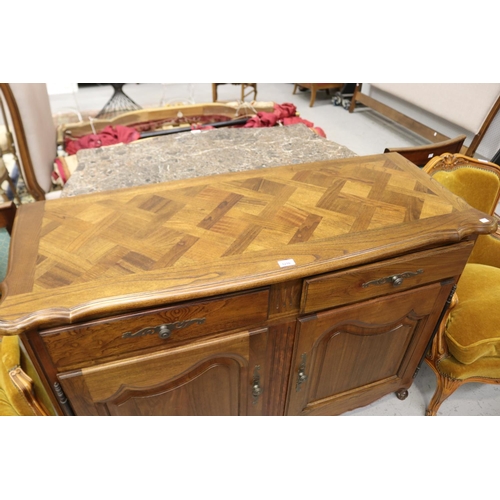 1210 - French Louis XV style two door and two drawer sideboard / buffet, approx 90cm H x 135cm W x 55cm D