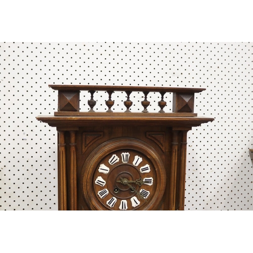 1238 - Henri II wooden cased clock with barometer, approx 81cm H x 44cm W x 17cm D