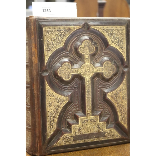 1253 - American catholic bible, c. 1876, published in Philadelphia, leather bound, restored