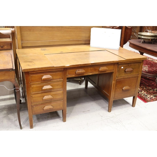 1263 - Vintage desk, approx 77cm H x 158.5cm W x 88.5cm D