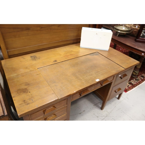 1263 - Vintage desk, approx 77cm H x 158.5cm W x 88.5cm D