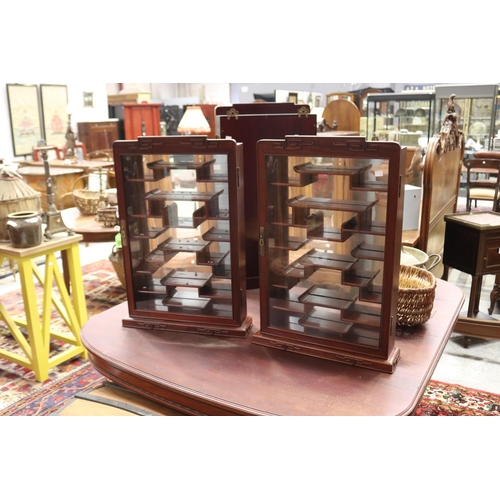 1268 - Pair of Chinese curio wall cabinets, each approx 73cm H x 50cm W x 12cm D (2)
