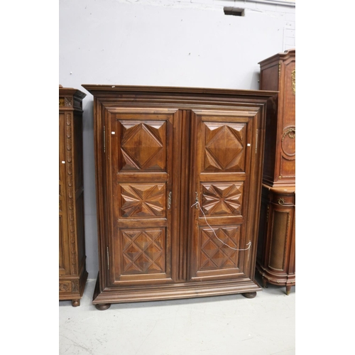 1274 - Antique French Louis XIII armoire, approx 198cm H x 165cm W x 61cm D