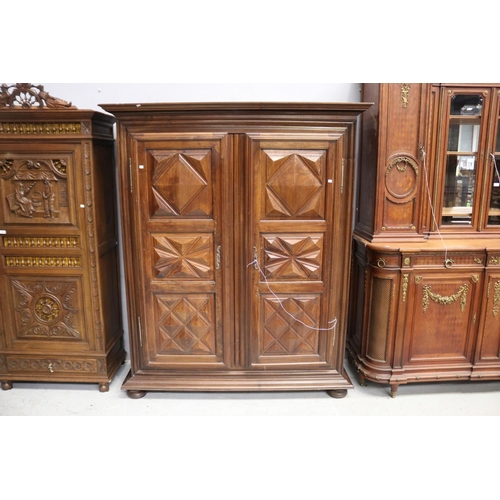 1274 - Antique French Louis XIII armoire, approx 198cm H x 165cm W x 61cm D