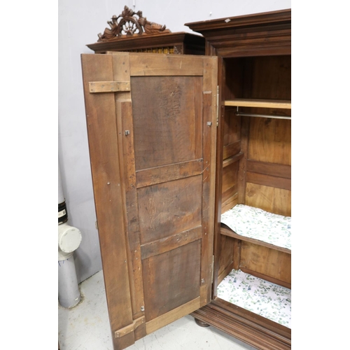 1274 - Antique French Louis XIII armoire, approx 198cm H x 165cm W x 61cm D