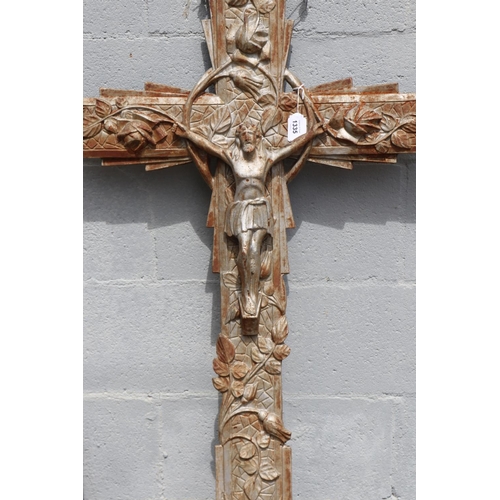 1335 - Antique French cast iron cross, approx 119cm H x 57cm W