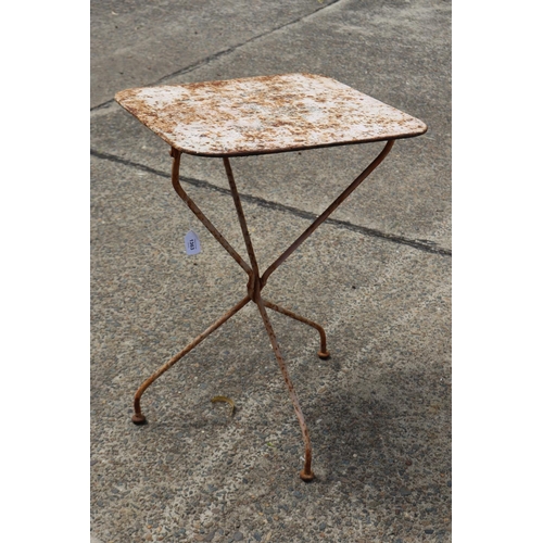 1363 - French folding patio or garden table, approx 71cm H x 49cm Sq