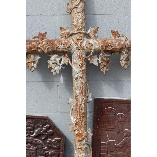 1320 - Antique French iron cross, approx 122cm H x 64cm W