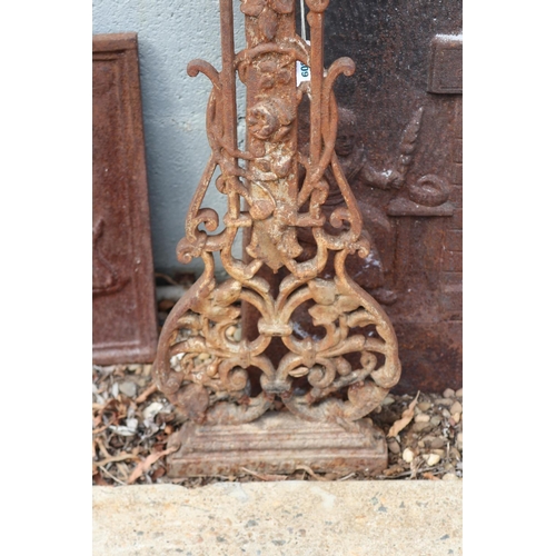 1324 - Antique French cast iron cross, approx 128cm H x 64cm W