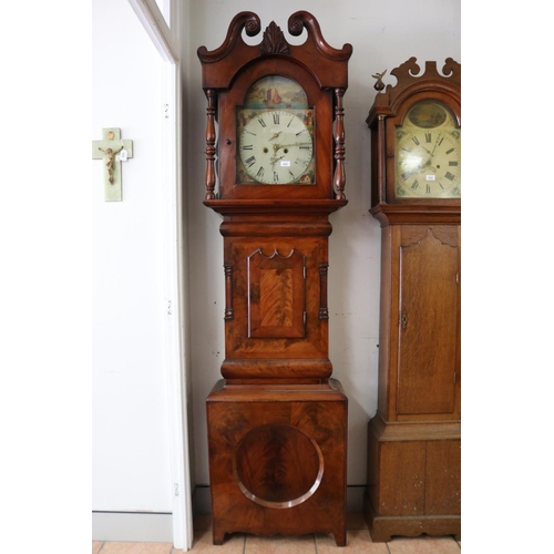 1031 - Early Victorian mahogany longcase clock The painted arched dial indistinctly detailed 'J ROBSON SHIL... 