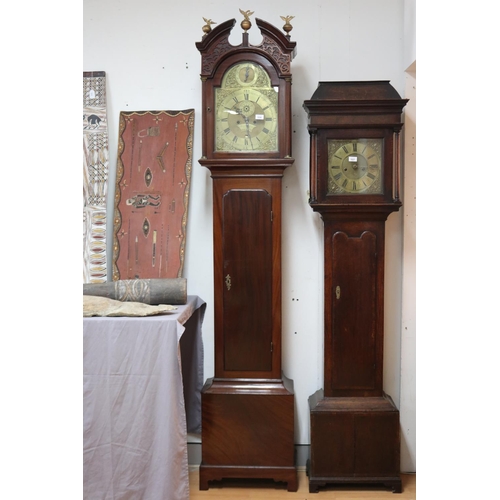 1036 - Antique Scottish mahogany longcase clock, brass arched dial by John Jeffray Glasgow, strike and sile... 