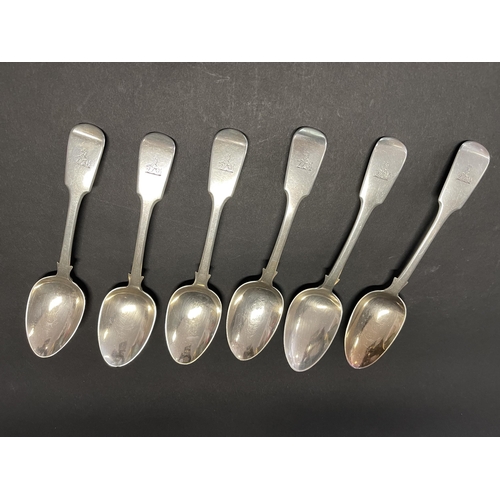 119 - Six antique English sterling silver desert spoons, marked for London 1834 by JH, approx weight 249 g... 